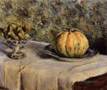 Melón y cuenco de higos bodegón Gustave Caillebotte 1880 bodegón Gustave Caillebotte Pinturas al óleo